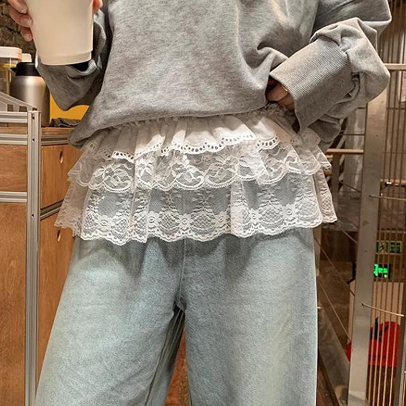 Damenmode Ballettspitze Überrock Koreanischer Stil Lagenlook Wickel Durchsichtig Tanz Minirock Furzvorhang