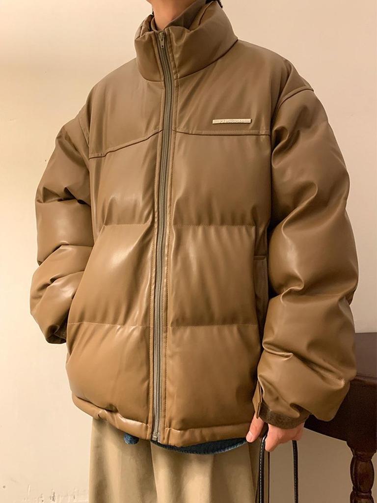 Unisex Koreanischer Stil Wasserdichte PU-Leder Winterjacke - Dick, Kälteschutz, Trendig & Lässig für Paare