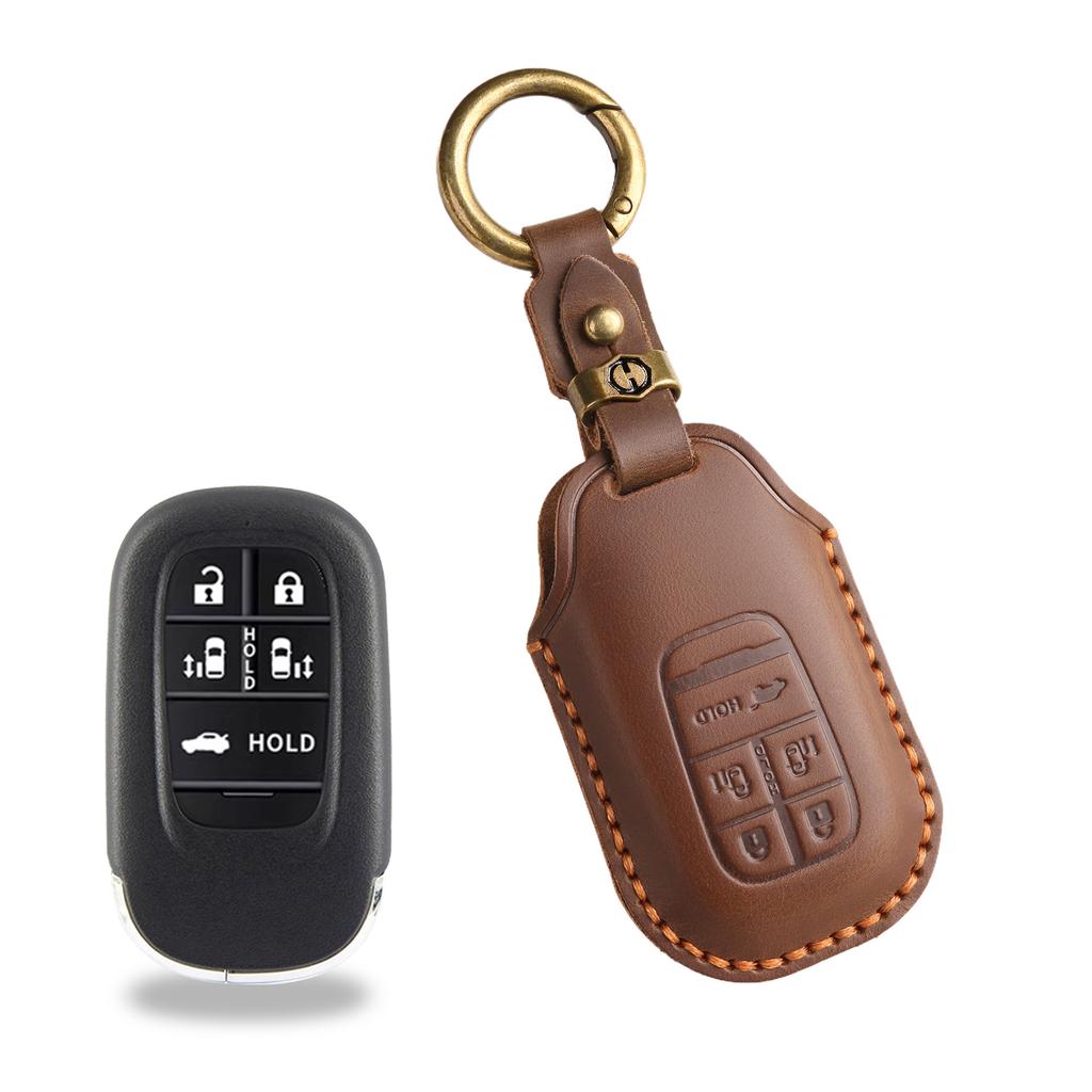 The New Retro Key Cover Is Suitable for The New Honda Accord Civic Handmade Leather Car Keychain.