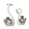 2x Rzeźba Łabędzia Figurka Porcelanowa Rękodzieło Kolekcjonerska Sztuka Statuetka Zwierzęcia