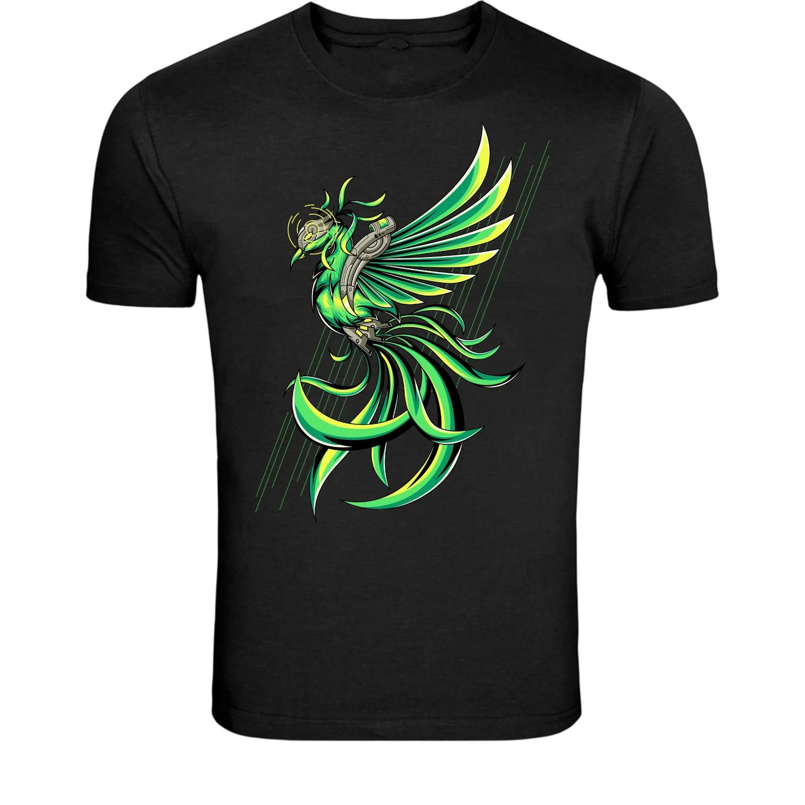 Cyber Phoenix Bird T-Shirt - Futuristic Mechanical Phoenix XL