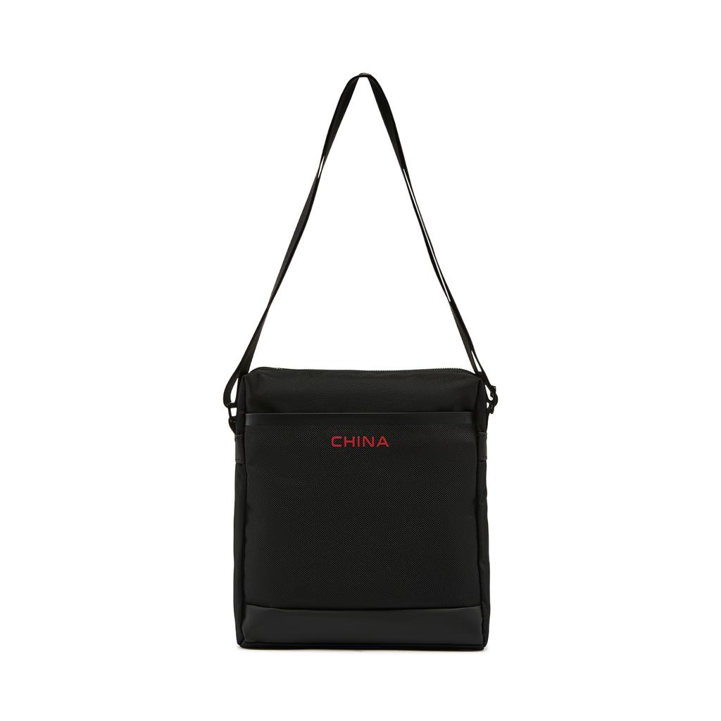 Li Ning Honor Gold Logo | Polyester Crossbody Bags Regular Unisex Black ABDW285-1