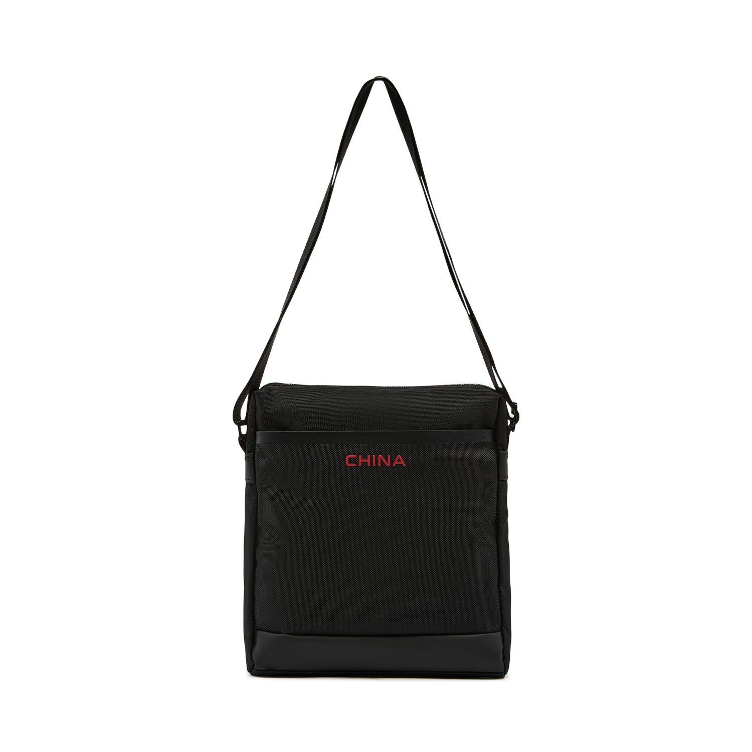 Li Ning Honor Gold Logo | Polyester Crossbody Bags Regular Unisex Black ABDW285-1