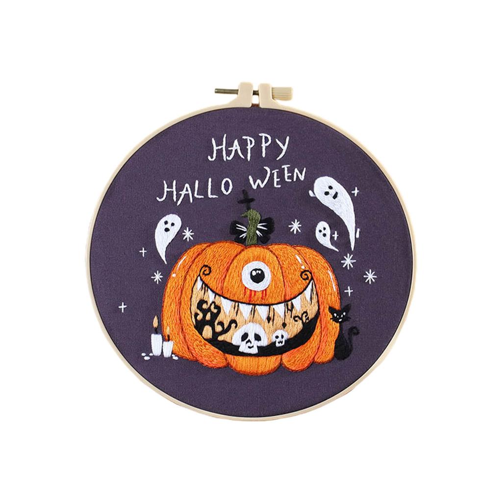 Embroidery Stitches Practice Embroidery Kits for Beginner & Halloween Pattern, Embroidery Starter Kits with Instruction