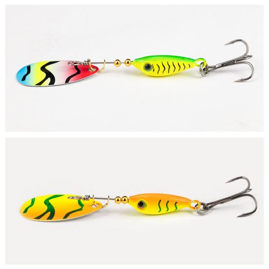 5Pcs 7.5CM/9G Fishing Lure with Metal Spinner Blade Hook Rotating Sequin Spoon Spinnerbait Bionic Bait Bass Pike Walleye Fishing Accessories