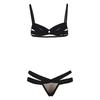 Open Bra Sexy Lingerie Women's Hollow Out Push Up Black Underwear 2 Piece Sets Hot Temptation Porno Erotic Bra With Thongs