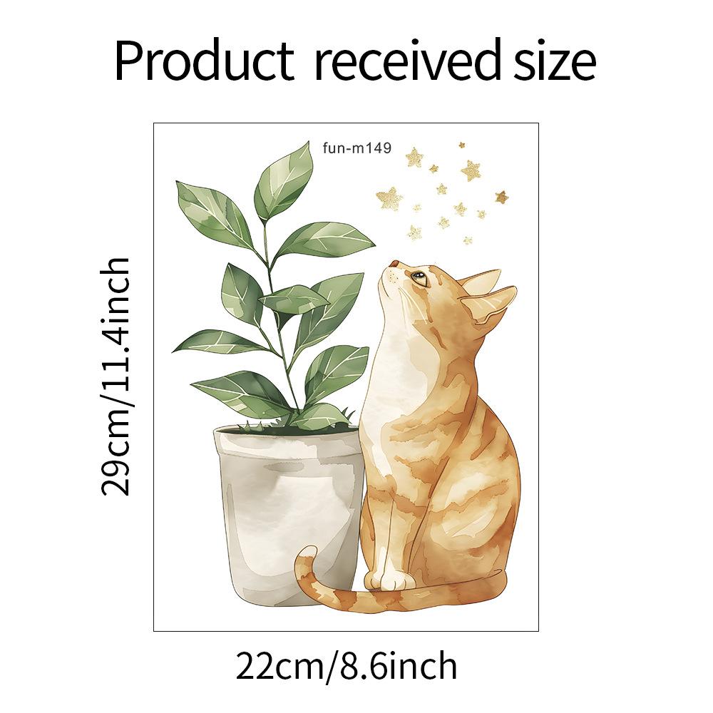 

Fun-m149 мультяшный кот зеленое растение горшечный туалет с ванной украшение настенная наклейка 22*29CM/fun-m149