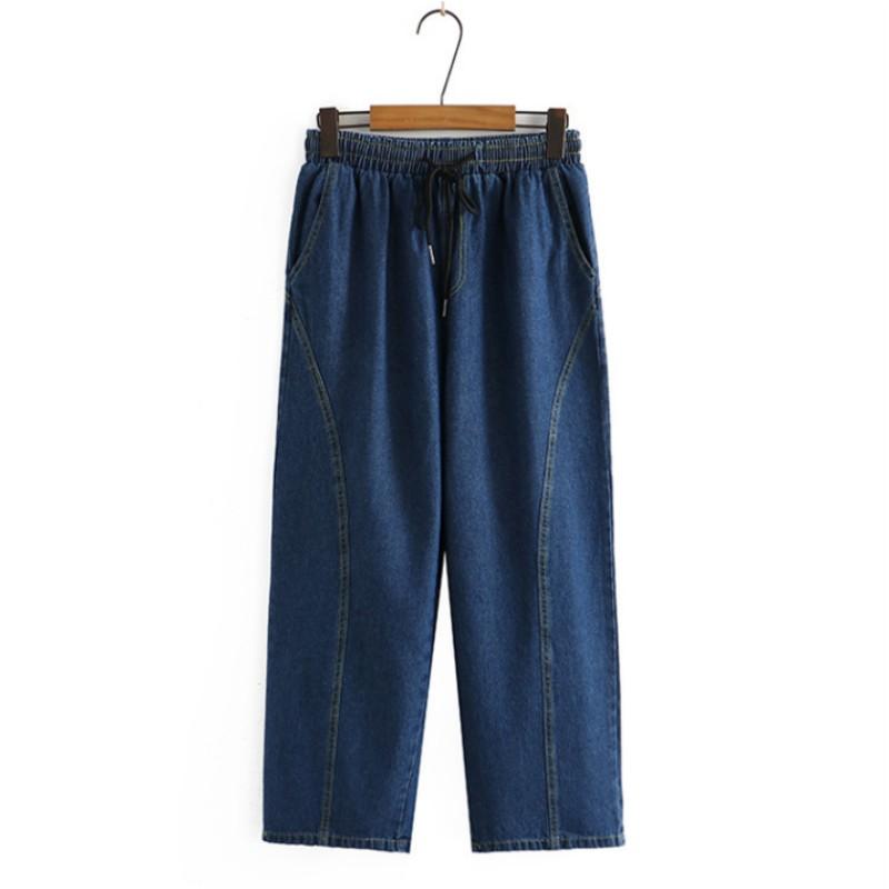 

Женские брюки с широкими штанинами, тонкие, однотонные, с восьмиточечным узором, весна-лето M темно-синий