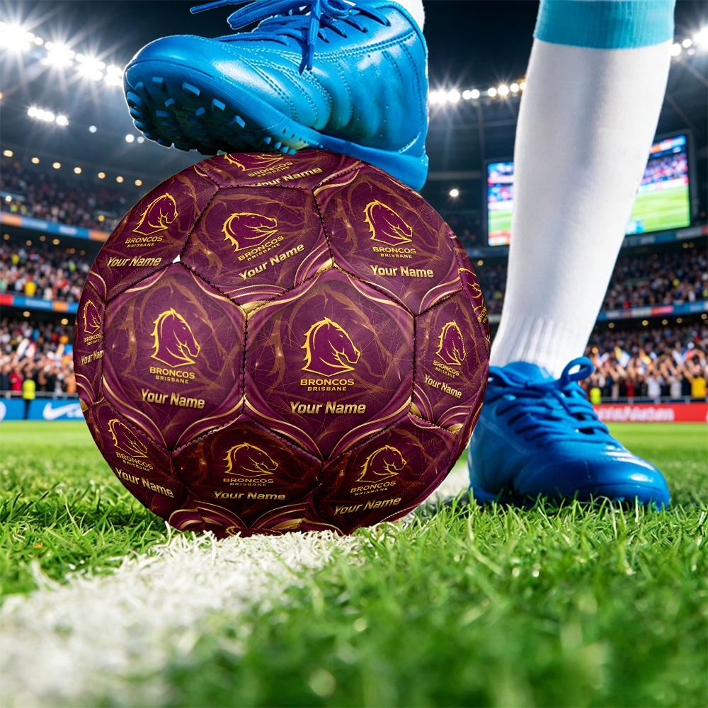 Brisbane Broncos Size 5 Football, Custom Name Text Personalized Soccer Ball Sport Training Gift