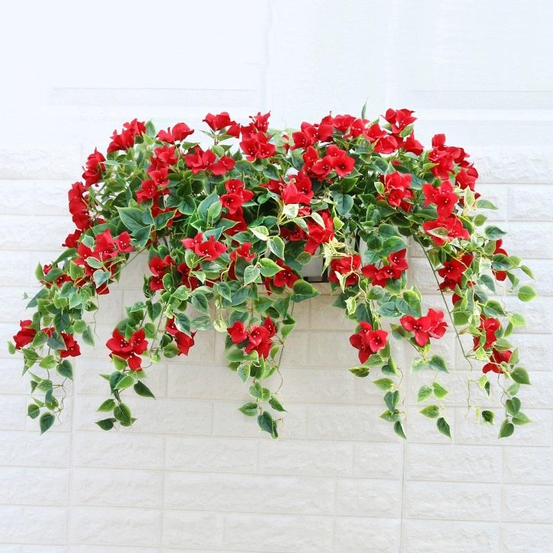 1 Stück künstliche Bougainvillea zum Aufhängen, Seiden-Blumenranken aus Kunststoff, Kunstpflanze für den Außenbereich, Zuhause, Bauernhaus, Garten, Veranda, Traufe, Wand, Zaun, Hochzeitsfeier, Dekoration