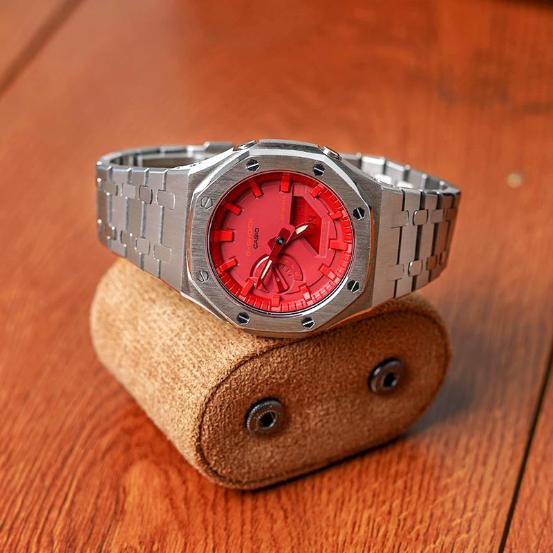 Casio Men Liquid Crystal/Analog Dual Display Series Red Watch GA-2100-4A-