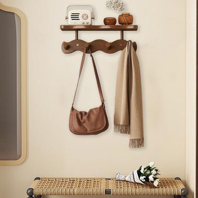 1PC Bamboo Casual Polished Finish Easy Install Wall Mount Coat Rack with Hooks Living Room 2 Colors