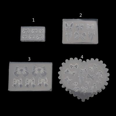 Sculpture Stamping Plate Nails Art Stencils Crystal Epoxy Resin Mold Silicone Nail Carving Mold 3D Mini Bowknot Mould