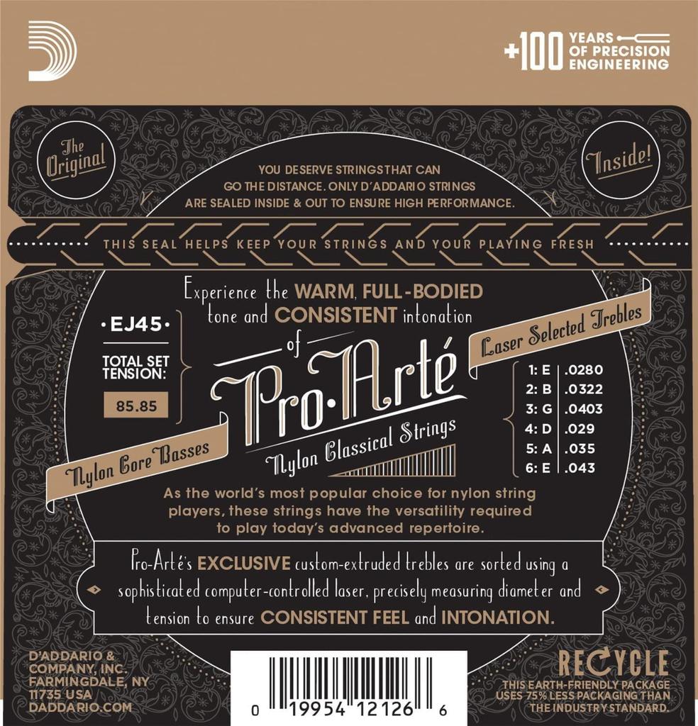 Classical Guitar Strings Pro Arte Normal EJ45 X 10 Set D'Addario Silver/Clear []