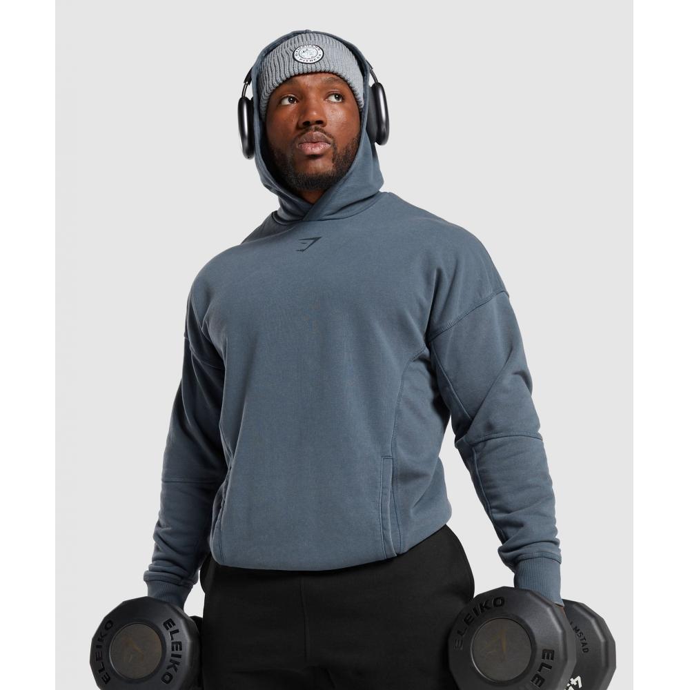 Gymshark Heritage Washed Hoodie Titanium Blue A4a7j Ucms