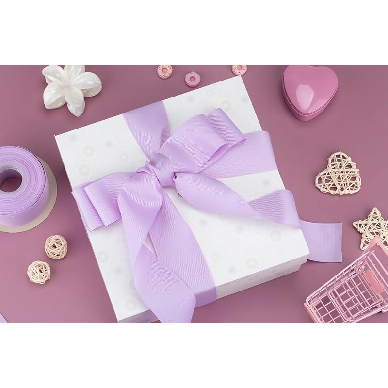 [Tekdeere]Width 50mm Solid Light Orchid Grosgrain Ribbon, Perfect for Gift Wrapping, Sewing, Hair Accessories, Wedding Decoration - 22 Meters/roll