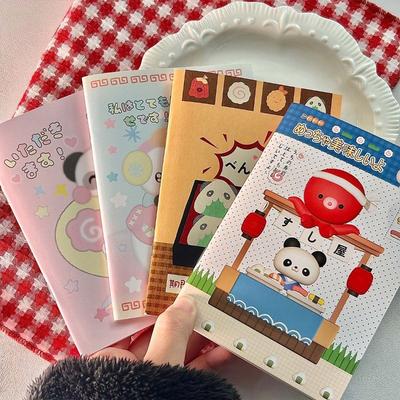 A6 Simplicity Cute Cartoon Notebooks for Kids Retro Y2K Japanese Anime Notebook Přenosný Malý Barevný Stránkový Scrapbook Deník
