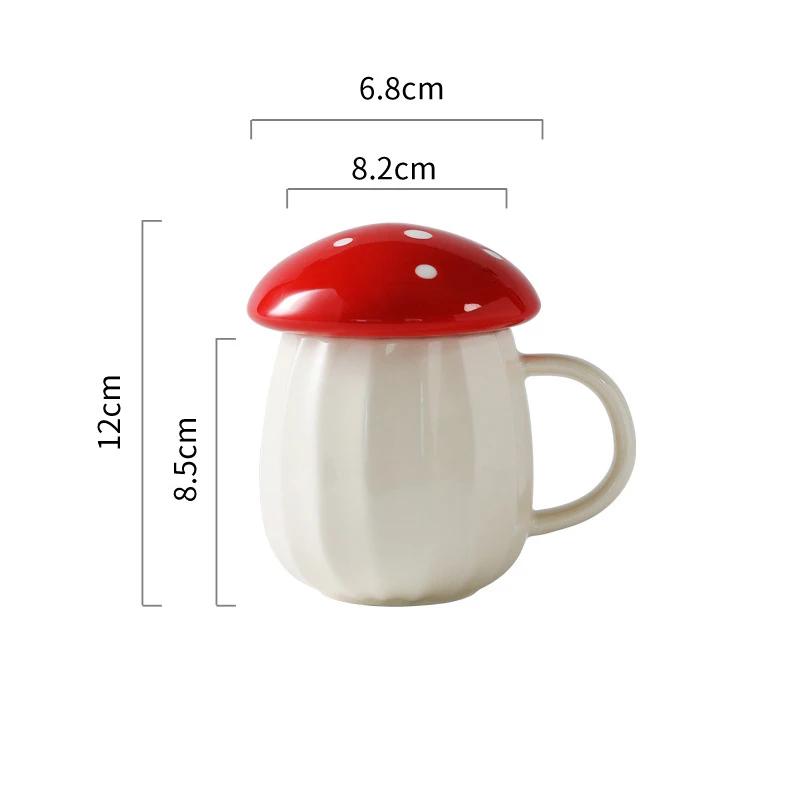 New Style Creative Cartoon Mushroom Theme Water Bottle Mug Cup, Ceramic Material, Grey And Red Two Color