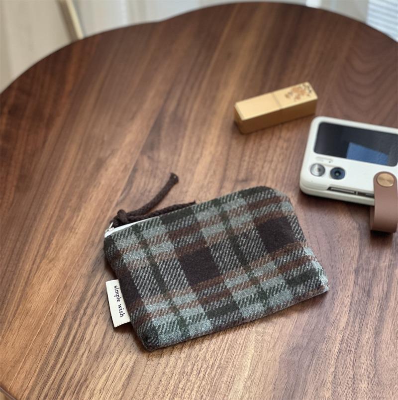 

Mini Cosmetic Bag Retro Plaid and Striped Makeup Organizer Cosmetic Pouch Elegent Winter Multi-Purpose Storage Bag for Woman зелений