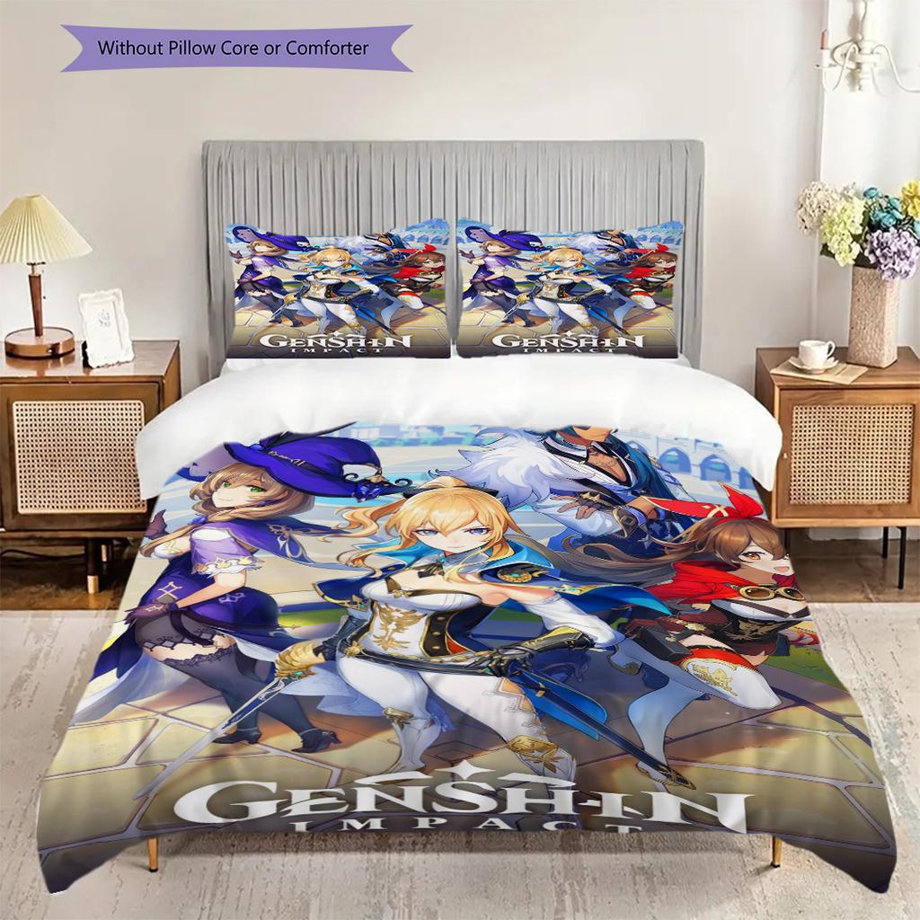 Adventure Awaits Genshin Impact Unveils New Characters Bedding 1 Duvet Cover 2 Pillowcase Without Core Bedding Set Soft And Comfortable