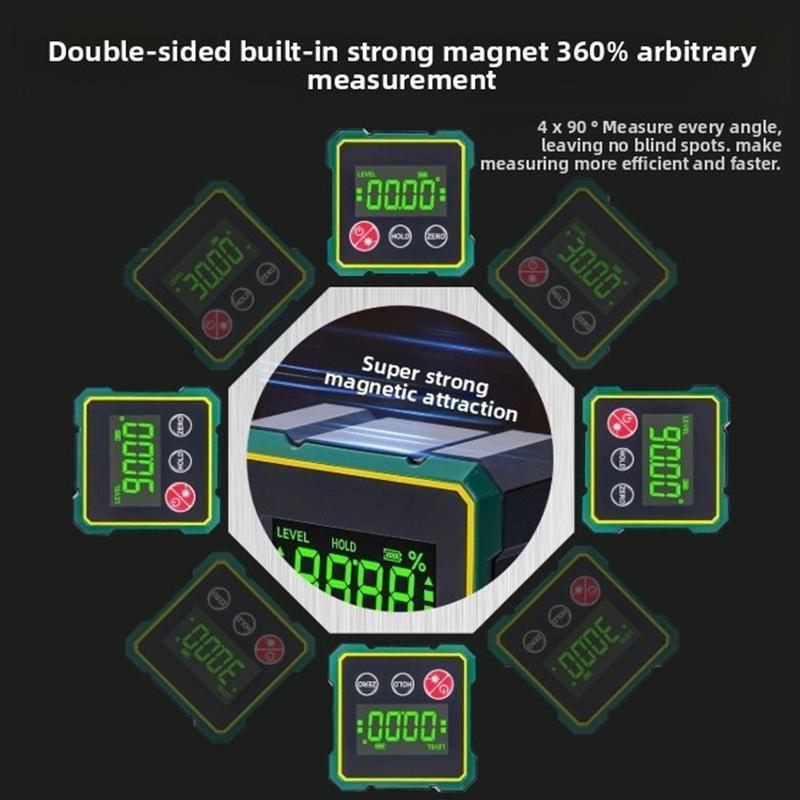 Digital Angle Gauge with Magnetic Base Angle Slope Conversion Electronic Level Angle Finder Tool with Data Lock