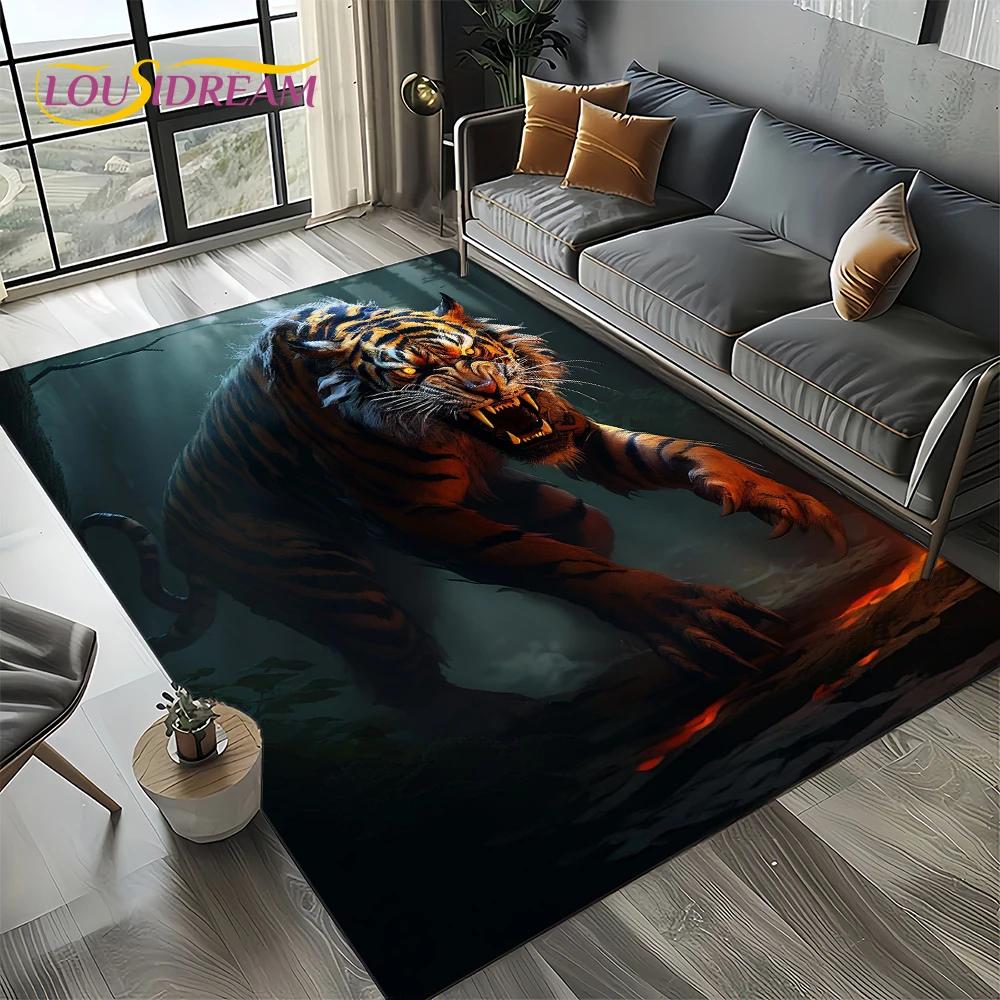 27 Style New Fierce Tiger Lion Leopard Beast Animal Wildlife Cartoon Carpet Rug for Living Room Bedroom Sofa,Non-slip Floor Mat