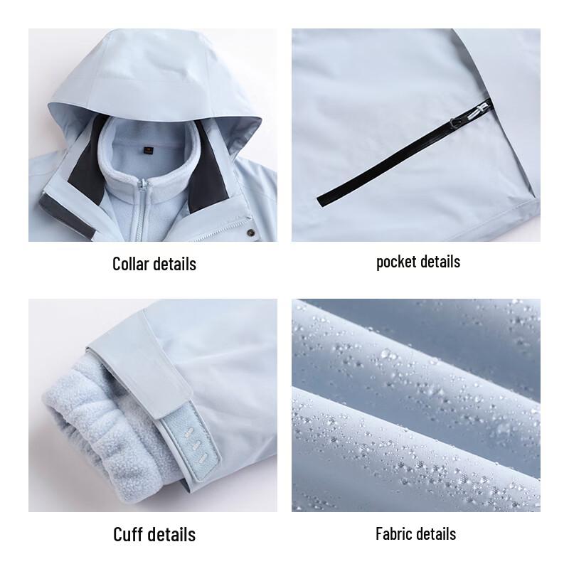 JEEP Men's 3-in-1 Waterproof Hooded Hiking Jacket with Detachable Fleece Liner