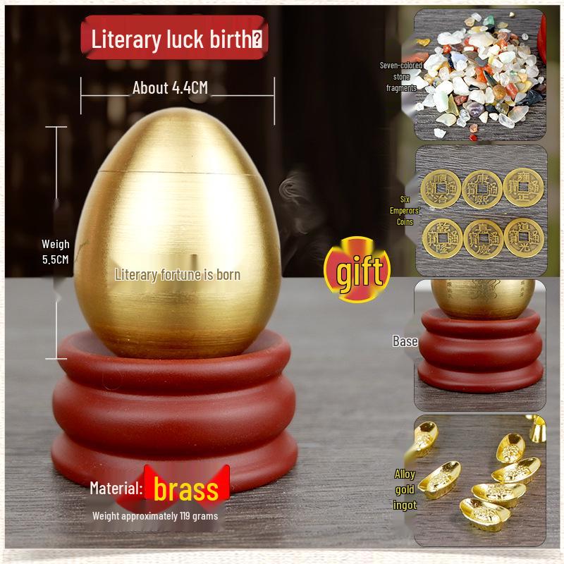 

Full Copper Feng Shui Good Luck Egg: Wealth-Attracting Crystal Gold Egg Ornament