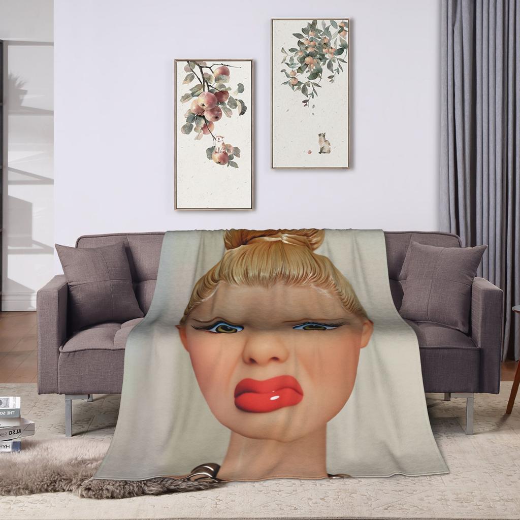 Funny Disgusting Doll face Meme Hilarious Sarcastic Plush blanket Children Flannel Throw blanket For Couch Chair Warm