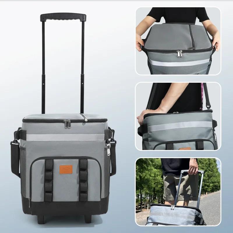 Borsa termica morbida a tenuta stagna da 35L con ruote, grande capacità, borsa termica isolata per picnic, campeggio, spiaggia, consegna, multiuso