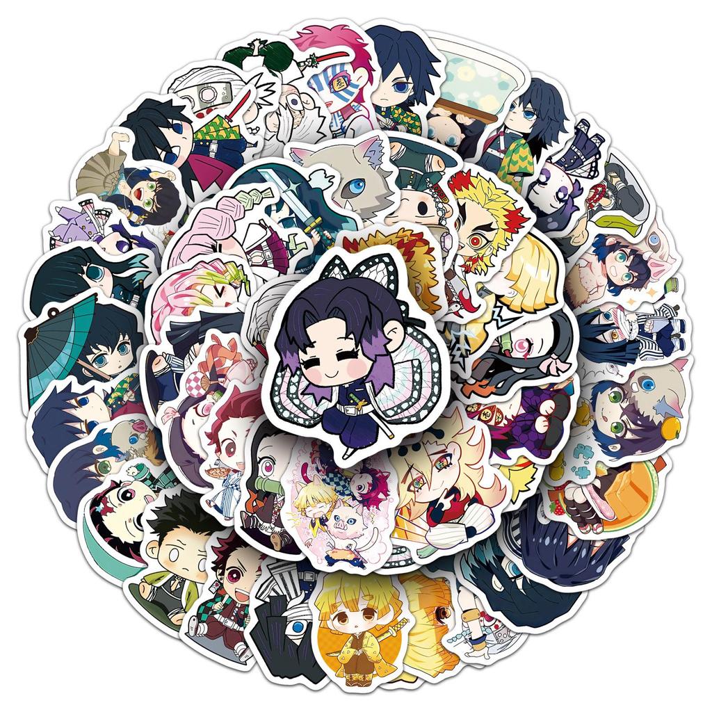 50-Piece Cute Demon Slayer Anime Stickers: Tanjiro & Characters for Journal or Motorcycle Graffiti