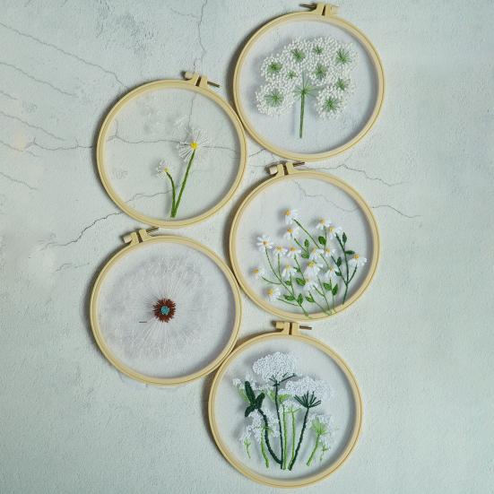 1 Set Starter Stitch Kit Adorable Wide Application Cotton Flax Floral Plant Pattern Beginner Embroidery Kit for Gift