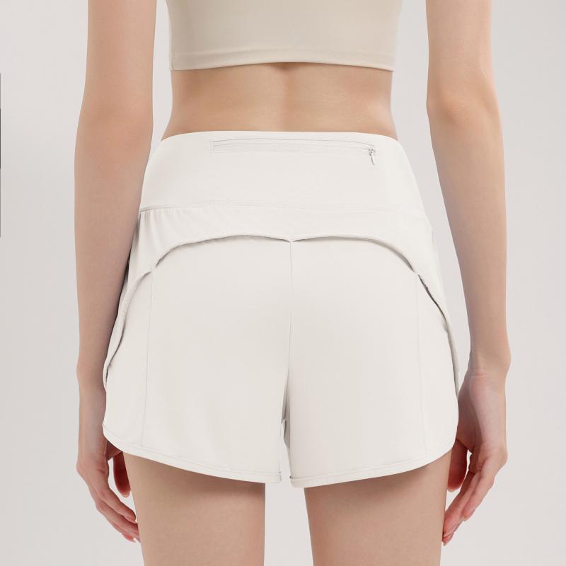 Nude-feel quick-dry sports shorts for women, loose-fitting, anti-exposure, high-waisted, for running, fitness, training, and casual wear in summer