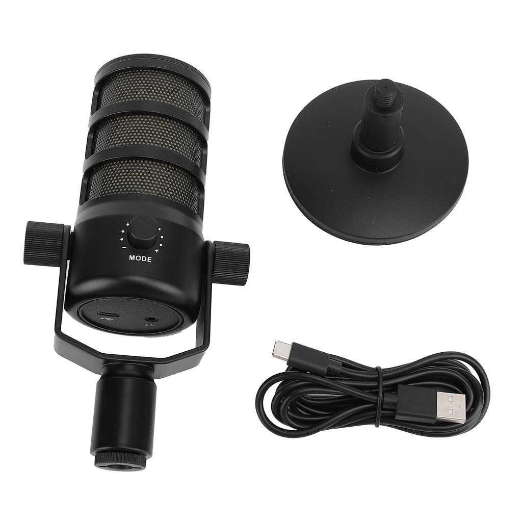 USB PC Microphone Clear Sound Pickup Adjustable Volume HIFI Condenser Mic with Mute Colorful Light