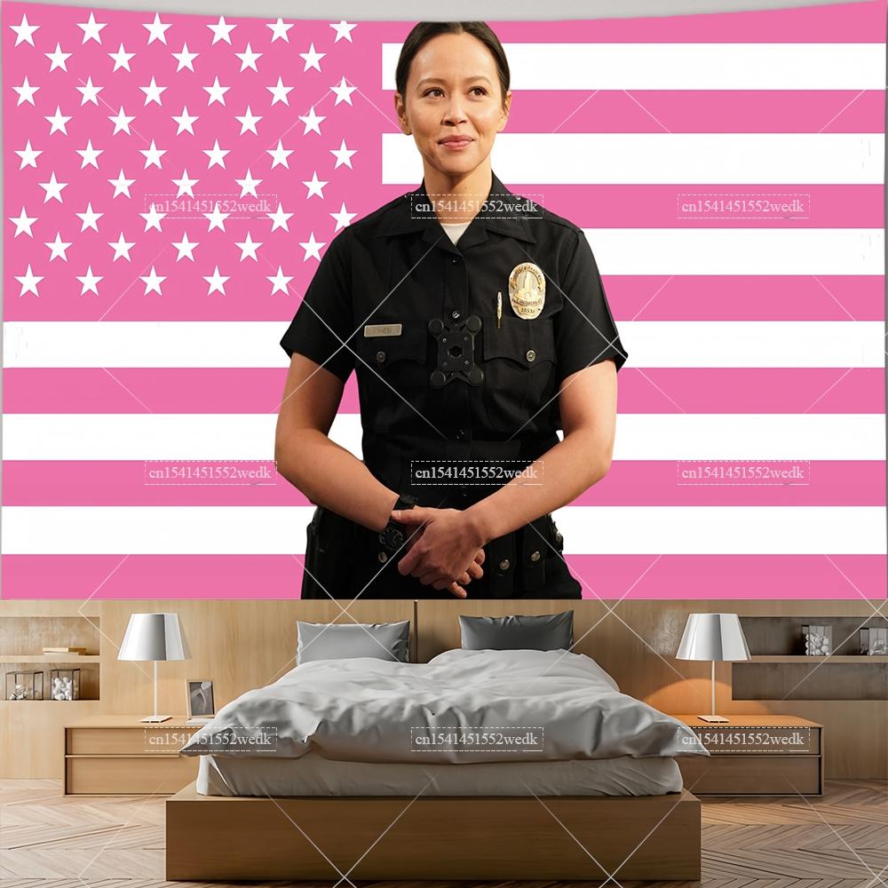 Tim Brad Ford Pink American Flag Lucy Chen The Rookie Tapestry Decor Home Decoration College Dorm Wallpaper Background Cloths