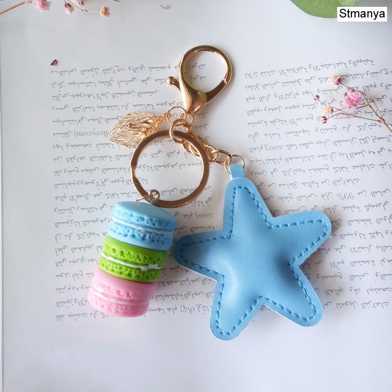 Neuer Kuchen Schlüsselanhänger Mode Auto Schlüsselanhänger Damen Tasche Anhänger Zubehör Frankreich Kuchen Macarons mit Eiffelturm Schlüsselanhänger Geschenk Schmuck