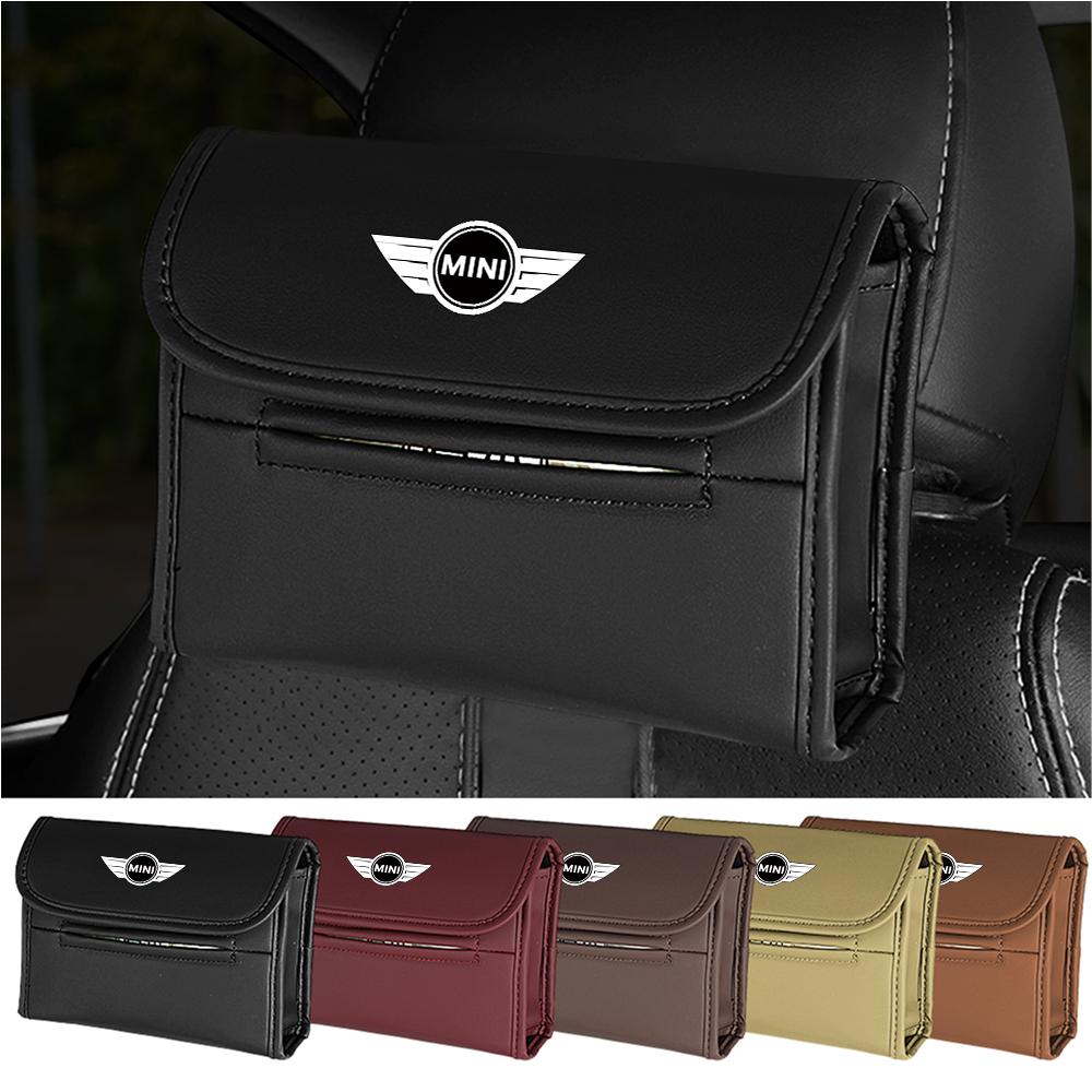 For MINI Cooper S JCW WORKS R55 R56 F55 F56 R57 R58 R59 R60 R50 Car Logo Tissue Box Napkin Holder Case Paper Towel Storage Bag