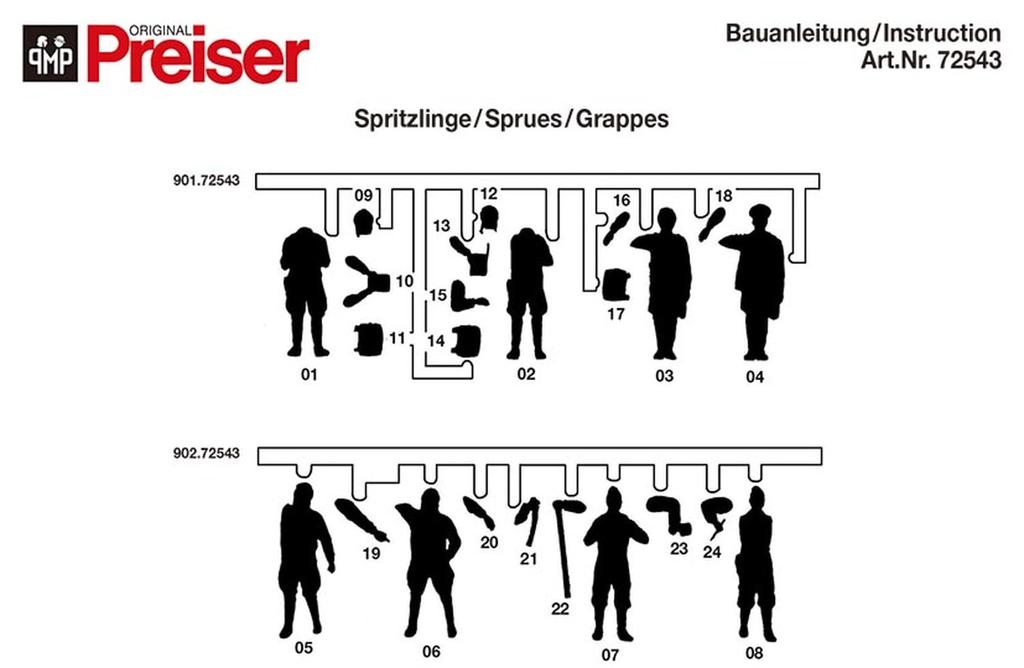 Preiser Scale Soviet Pilot Ground Crew Plastic Model Kit GP72543 1/72 & (6 Figures) 1941-45 (Personnel)