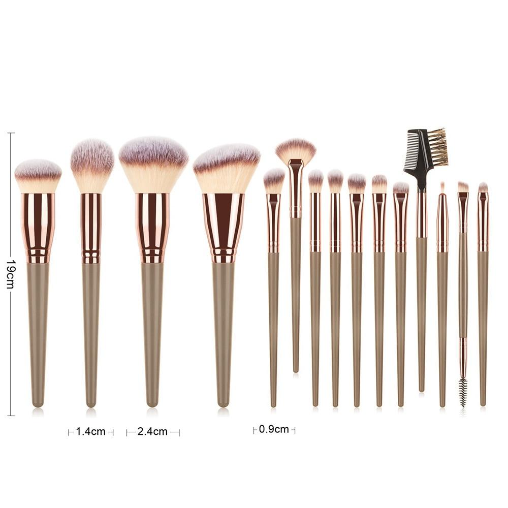 15Pcs Professional Makeup Brushes Set Bag Foundation Eyelash Eyebrow Eyeshadow Cosmetic Make Up Tool