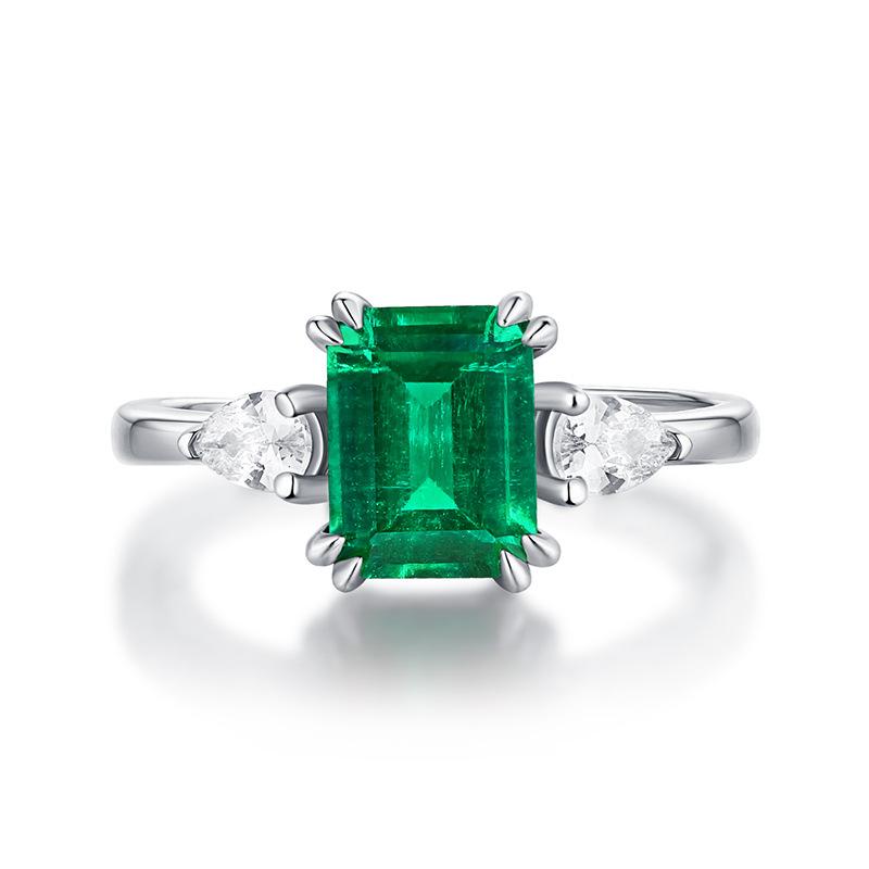 Tancise 925 Stříbrný prsten Fashion Lab Emerald Retro