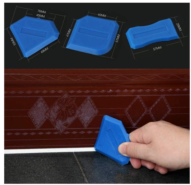 9 Pcs 3 In 1 Silicone Caulking Tools, Sealant Finishing Tool Grout Scraper Silicone Remover