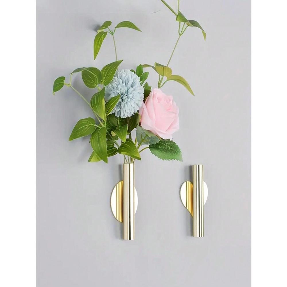 1pc Creative Wall Flower Vase - Comes With Adhesive, Round Sticker Paper + Rubber Plug, Easy DIY Decoration For Living Room, Bedroom, Bathroom