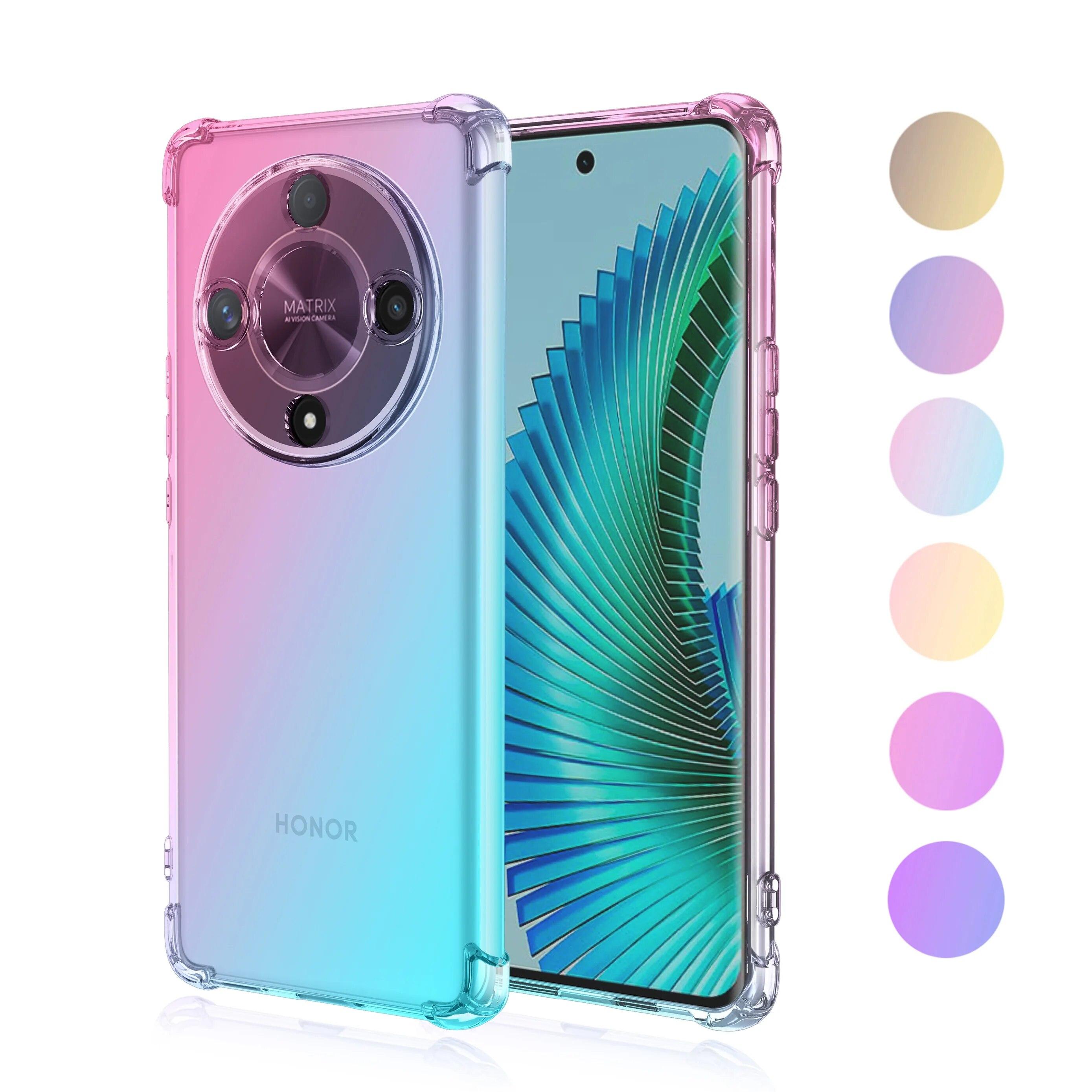 

Силиконовый чехол с градиентом для Honor X9B X8B X9A X8 X7 X6 A с четырьмя углами, противоударные подушки безопасности, мягкая полупрозрачная задняя крышка из ТПУ для Honor Magic6 Lite 5 Pro