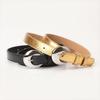 Womens PU Leather Belt With Round Alloy Pin Buckle Stylish Waistband Dresses Jeans Casual Outfits