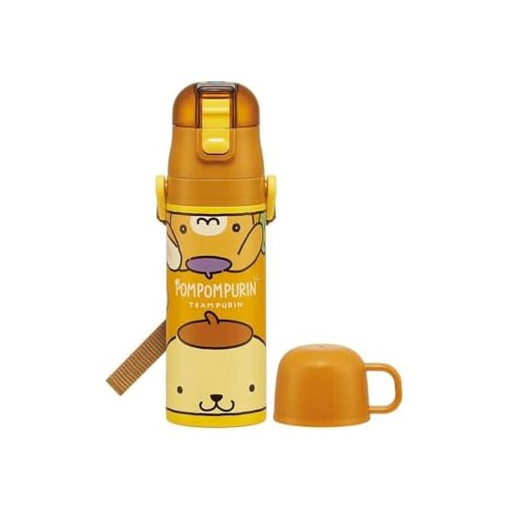 Skater Water Bottle for Children 2WAY Direct Drinking 470ml Cup Drinking 430ml Sanrio Pompompurin Girls Stainless Steel Thermal Insulation