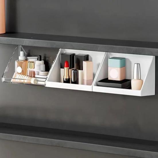 1/2/3-teiliger Aufbewahrungs-Organizer zur Wandmontage, durchsichtige Aufbewahrungsbox, stark belastbar, einfach zu installierender Organizer für Badezimmerschränke und Regale