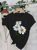 Daisy Floral Print Black T-shirt