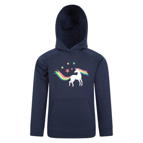 Mountain Warehouse Childrens/Kids Unicorn Glitter Rainbow Hoodie 7-8 Years naval