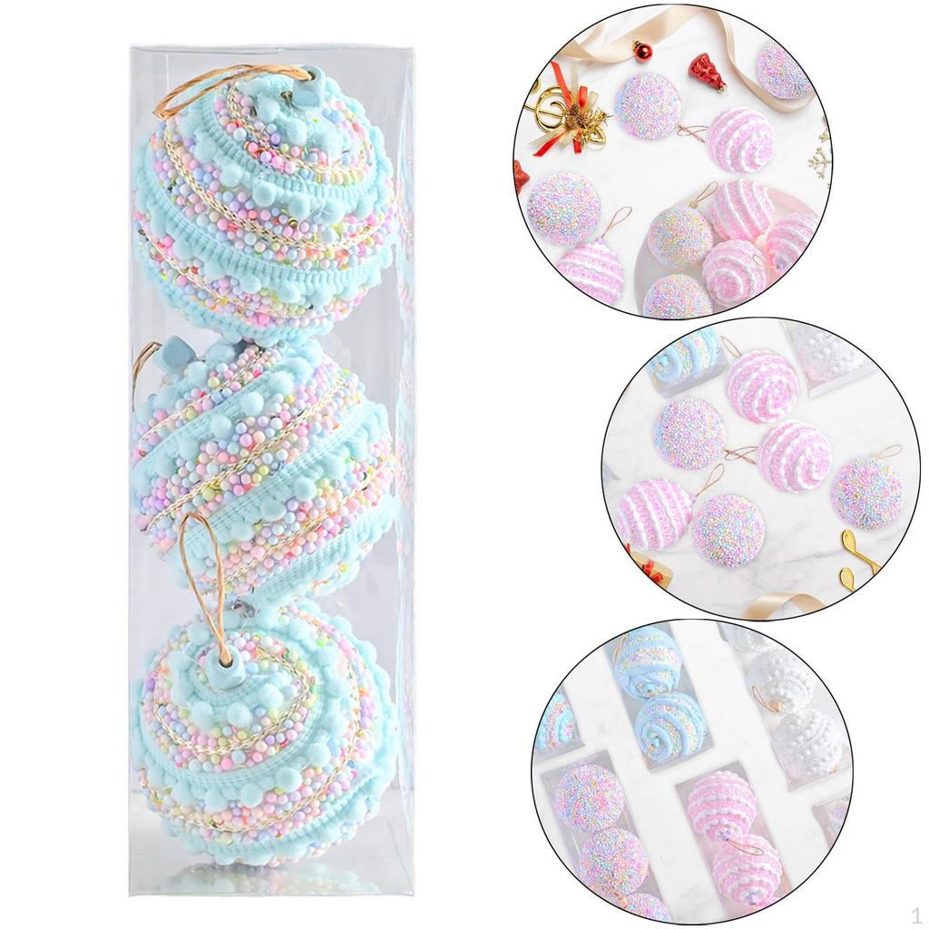 3 Pieces Christmas Ball Ornaments Decorations Pendants DIY Tree Hanging Balls for Festive