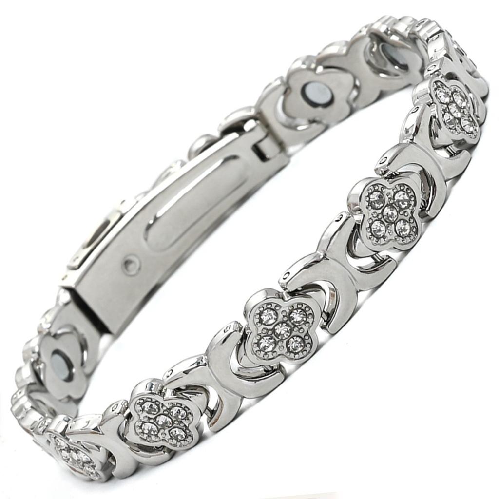 Ladies Detachable Energy Magnetic Bracelet Eco Friendly Rhinestone Adjustable Bangle